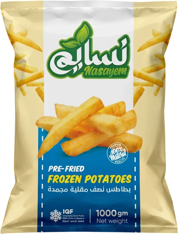 Nasayem pack – Pack French Fries Nasayem Pre-fried Frozen Potatoes retail bag, 1 kg
